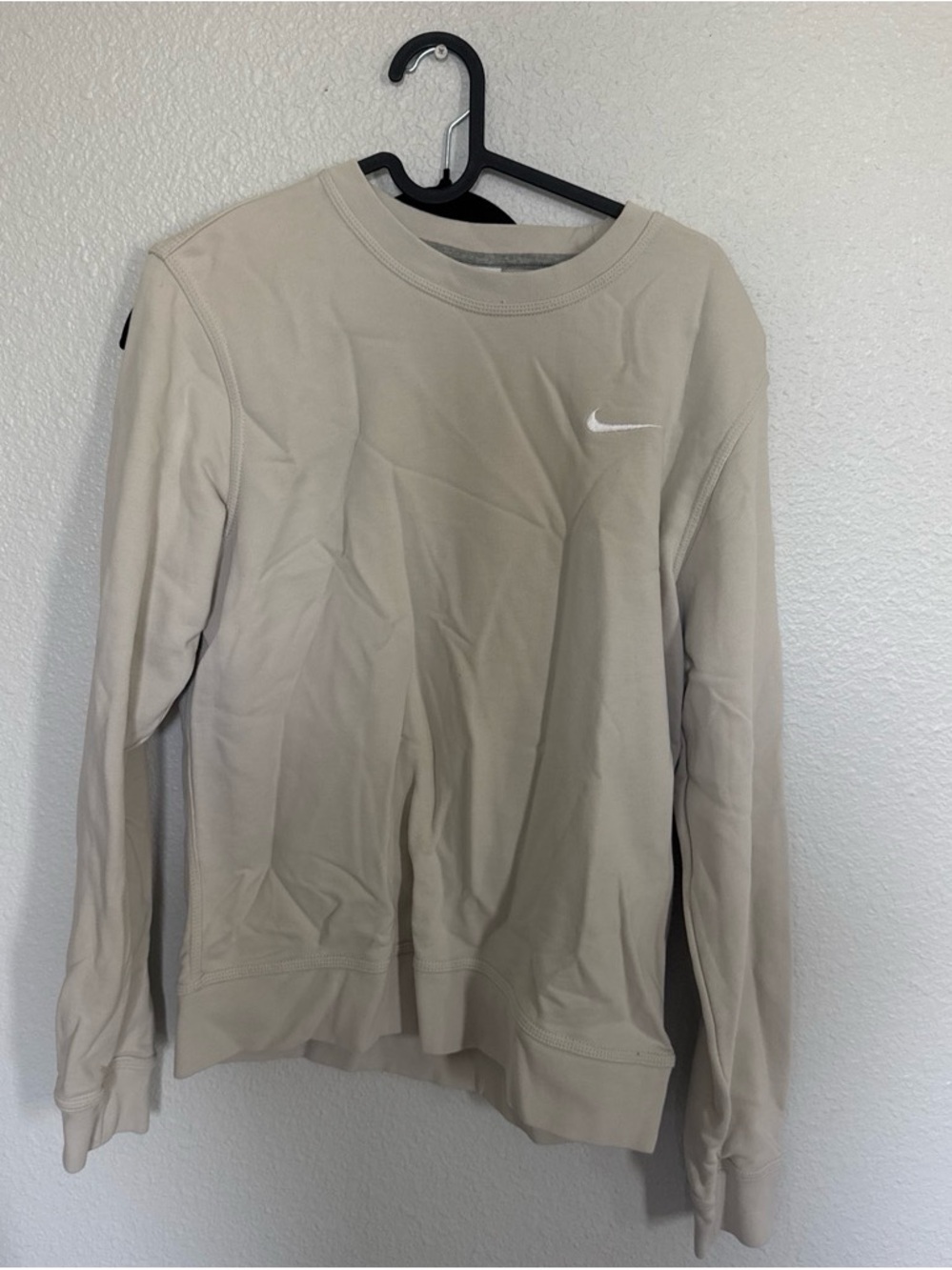 Nike Men’s Crewneck Sweatshirt - Light Tan with White Swoosh